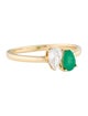 Ring 14K Emerald & Diamond Open Cocktail Ring