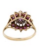 Ring 10K Ruby & Diamond CLuster Cocktail Ring