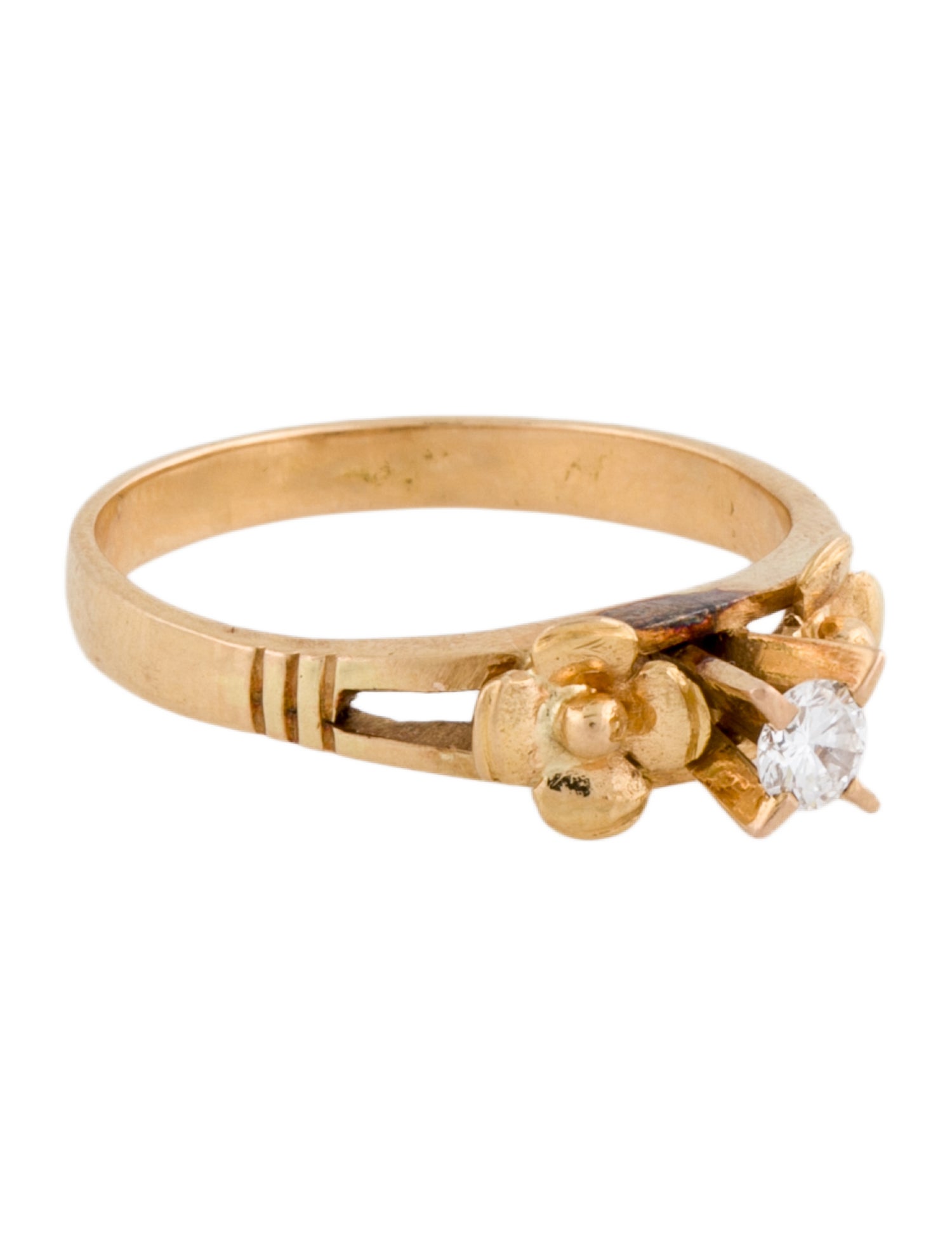 Ring 18K Diamond Floral Engagement Ring