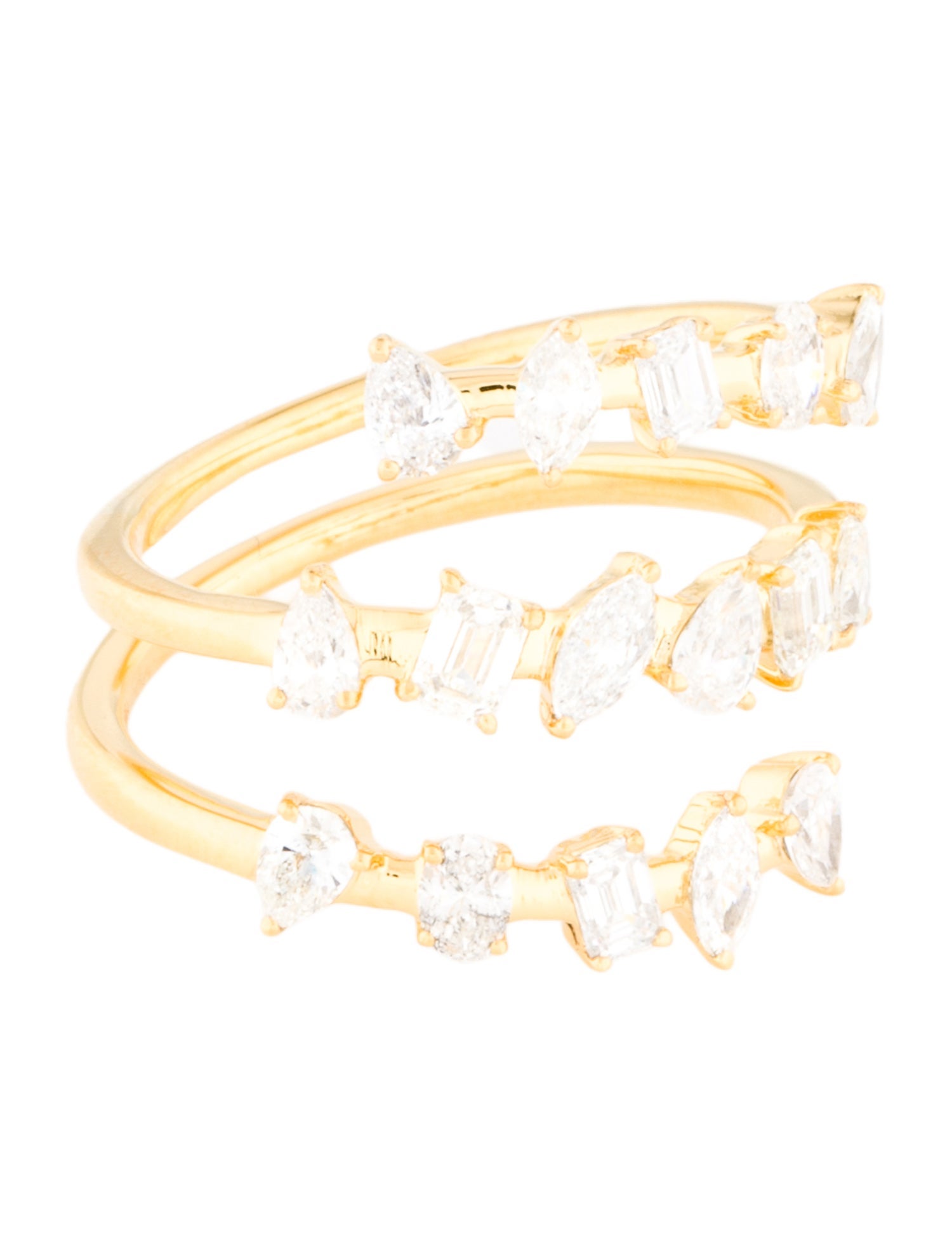 Ring 14K 1.47ctw Diamond Mixed Cut Wrap Band