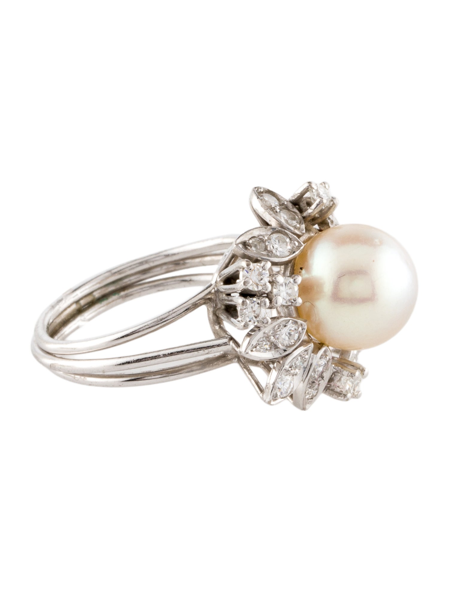 Ring 18K Pearl & Diamond Cocktail Ring