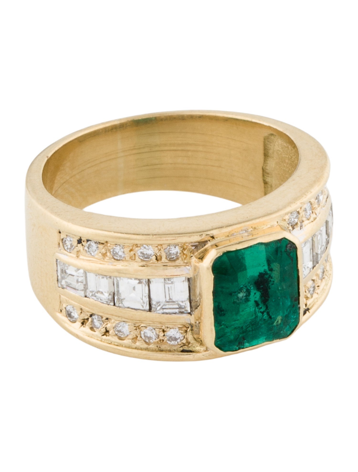 Ring 18K 1.14ct Emerald & Diamond Cocktail Ring