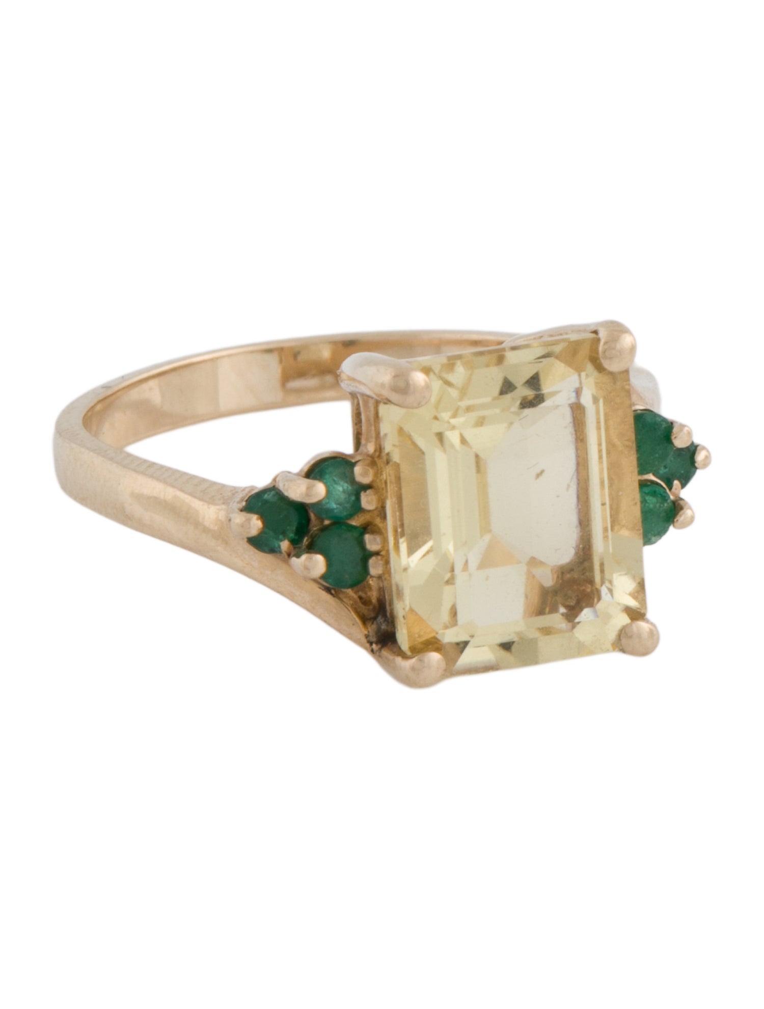 Ring 14K Scapolite & Emerald Cocktail Ring