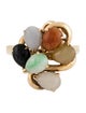 Ring 14K Jadeite & Nephrite Cluster Cocktail Ring