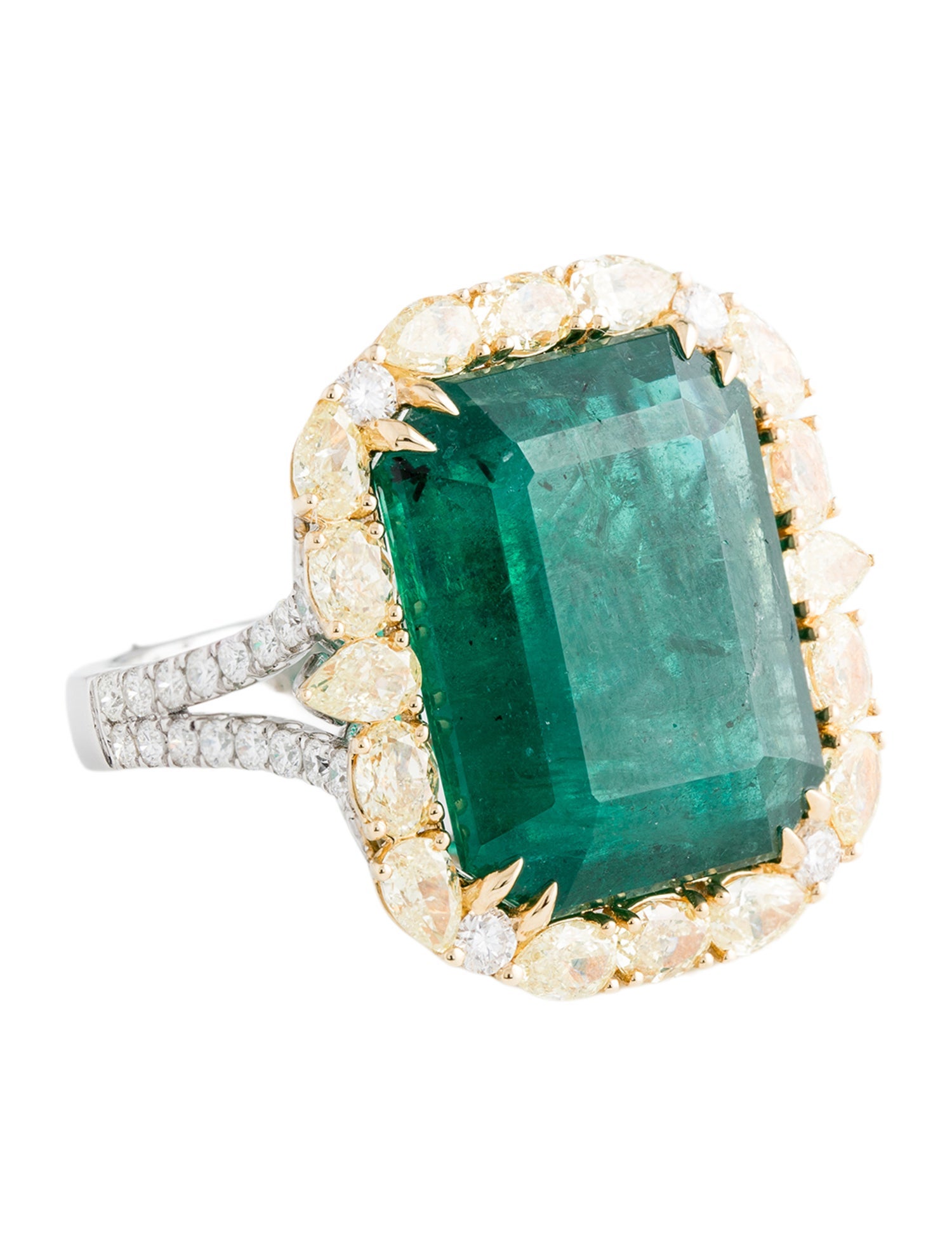 Ring Modani Jewels Platinum 15.75ct Emerald & Diamond Cocktail Ring