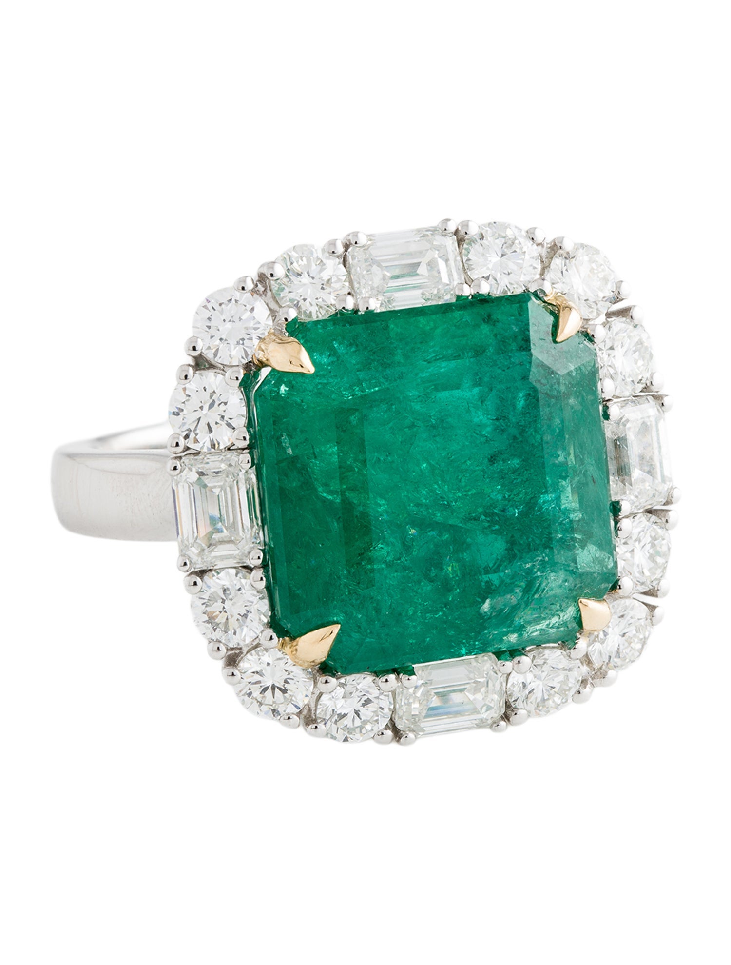 Ring Modani Jewels Platinum 9.24ct Emerald & Diamond Cocktail Ring