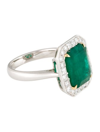 Ring Modani Jewels Platinum 5.05ct Emerald & Diamond Cocktail Ring