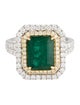 Ring Modani Jewels Platinum Emerald & Diamond Cocktail Ring