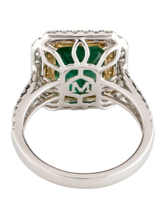 Ring Modani Jewels Platinum Emerald & Diamond Cocktail Ring