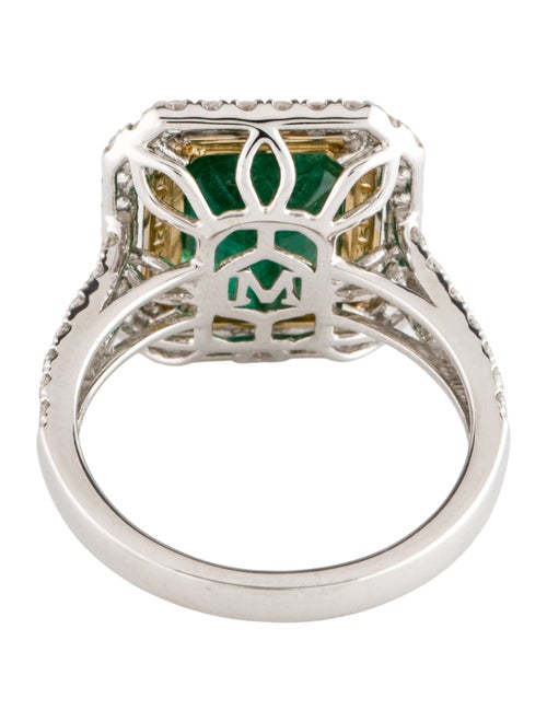 Ring Modani Jewels Platinum Emerald & Diamond Cocktail Ring