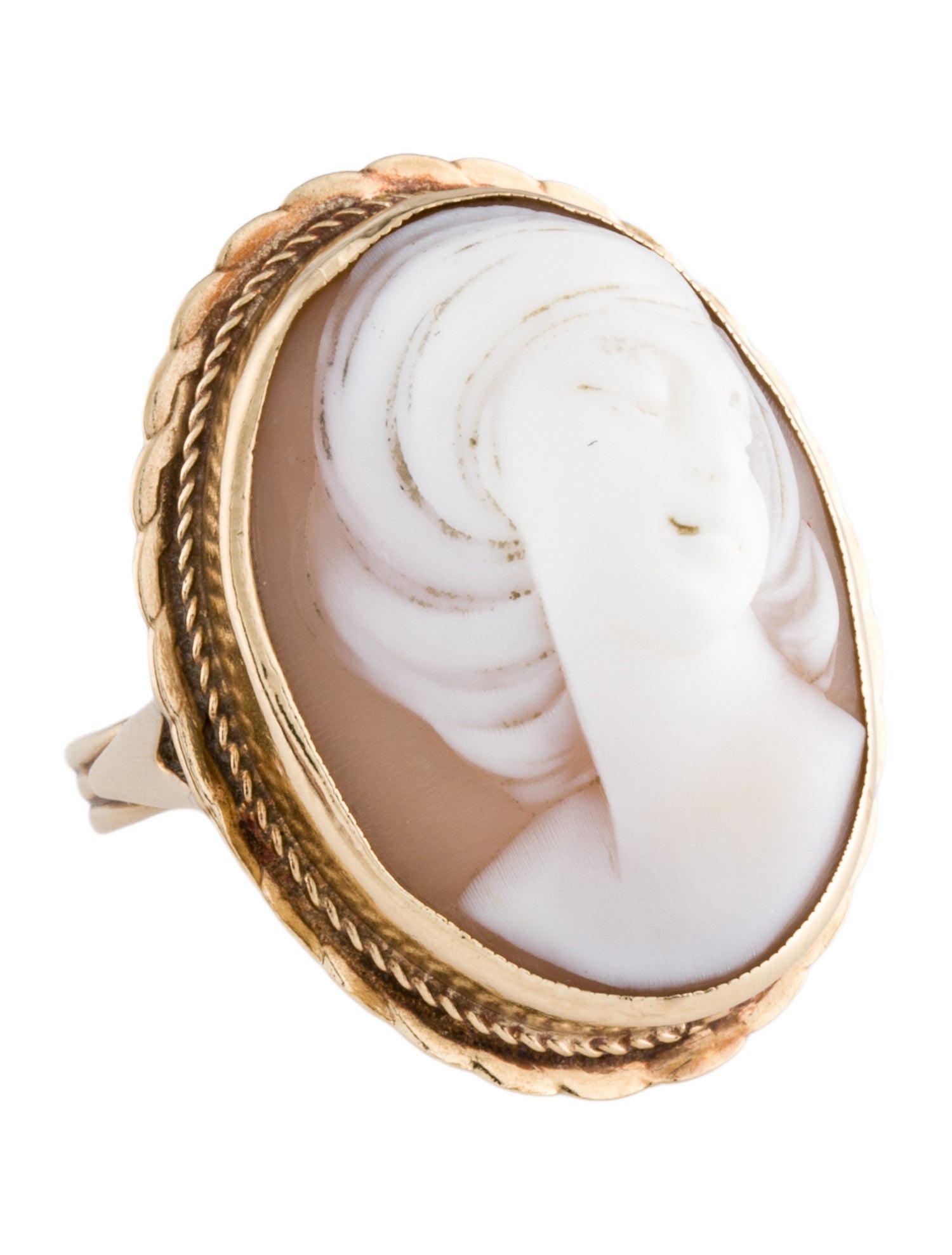 Ring 14K Shell Cameo Cocktail