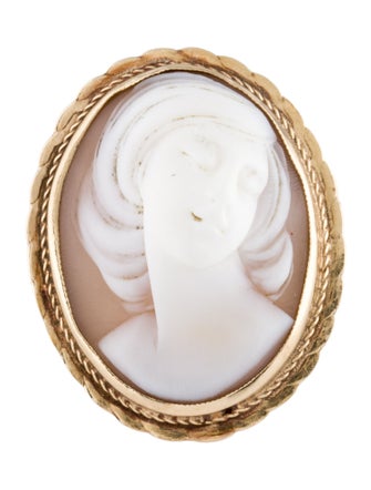 Ring 14K Shell Cameo Cocktail Ring
