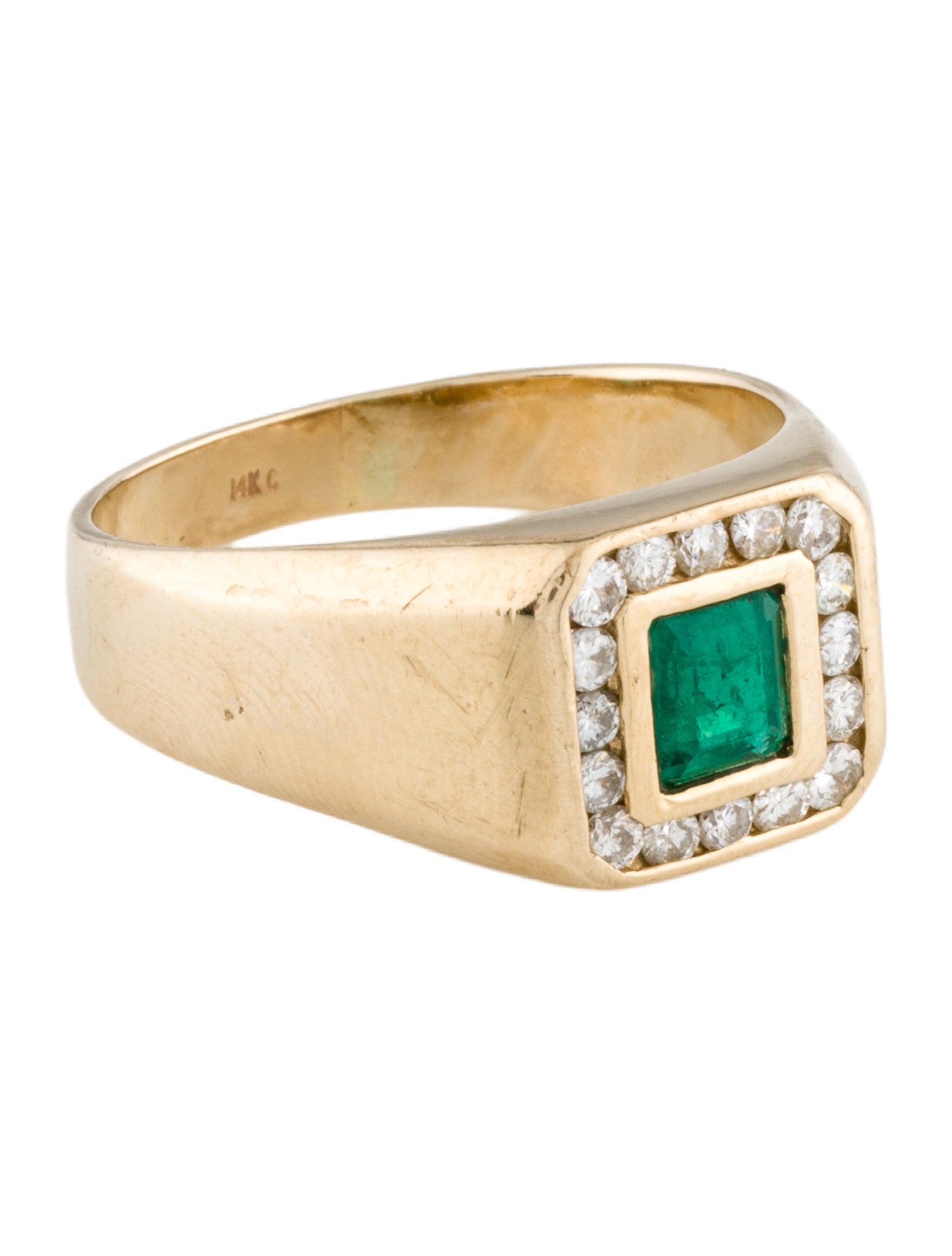 Ring 14K Emerald & Diamond Signet