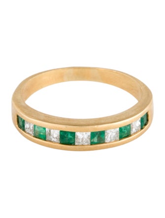 Ring 18K Emerald & Diamond Band
