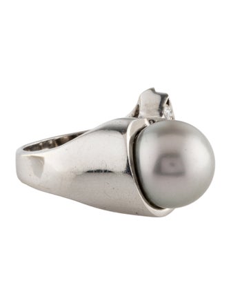 Ring 14K Pearl & Diamond Cocktail Ring