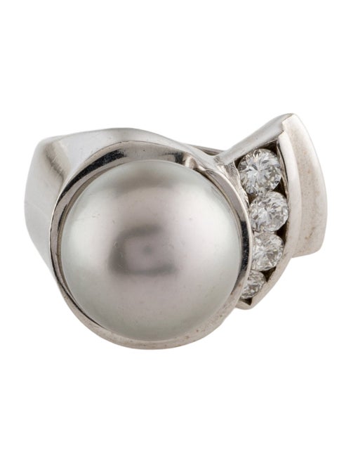 Ring 14K Pearl & Diamond Cocktail Ring