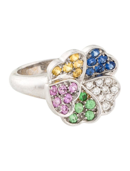 Ring 18K Sapphire, Tsavorite & Diamond Cocktail Ring