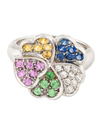 Ring 18K Sapphire, Tsavorite & Diamond Cocktail Ring