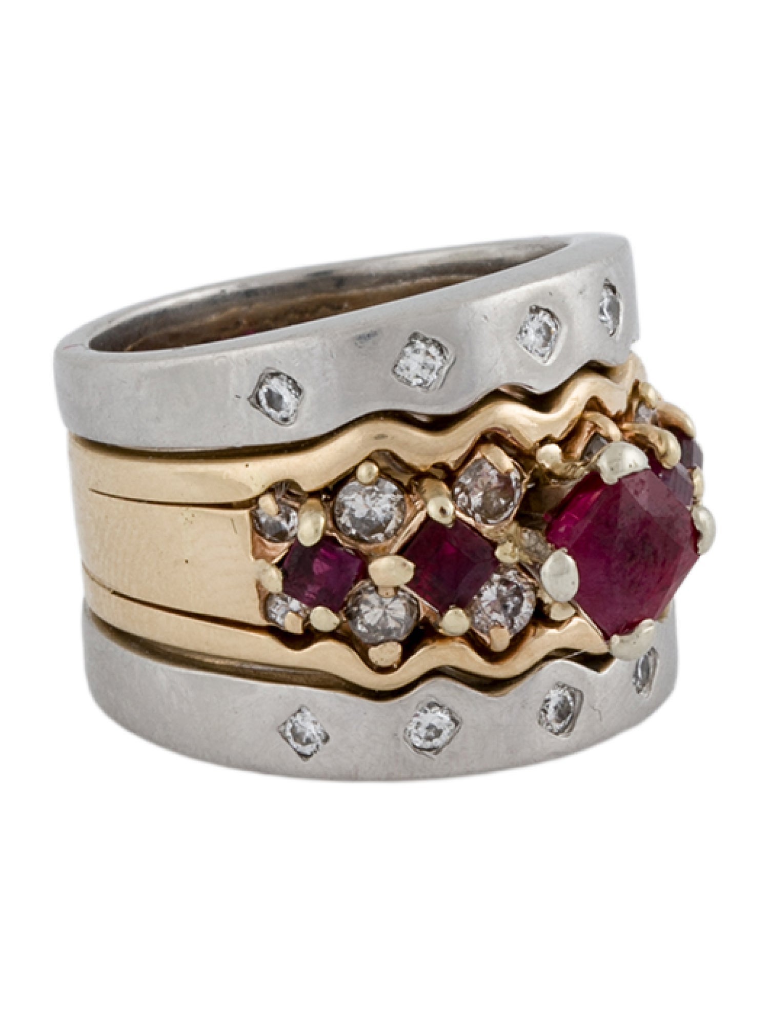 Ring Ruby & Diamond Stacked Cocktail