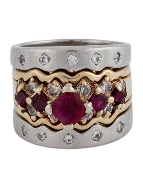 Ring Ruby & Diamond Stacked Cocktail