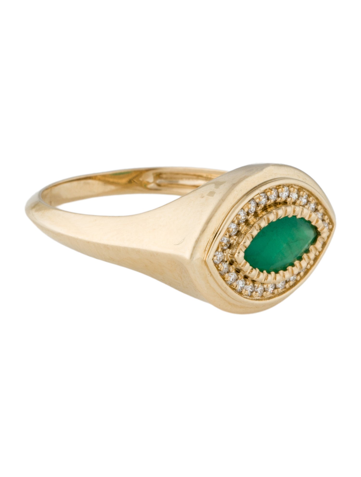 Ring 14K Emerald & Diamond Cocktail Ring