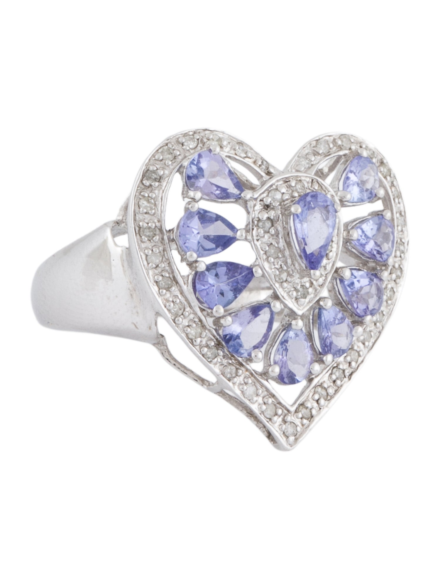 Ring 10K 1.40ctw Tanzanite & Diamond Heart Cocktail