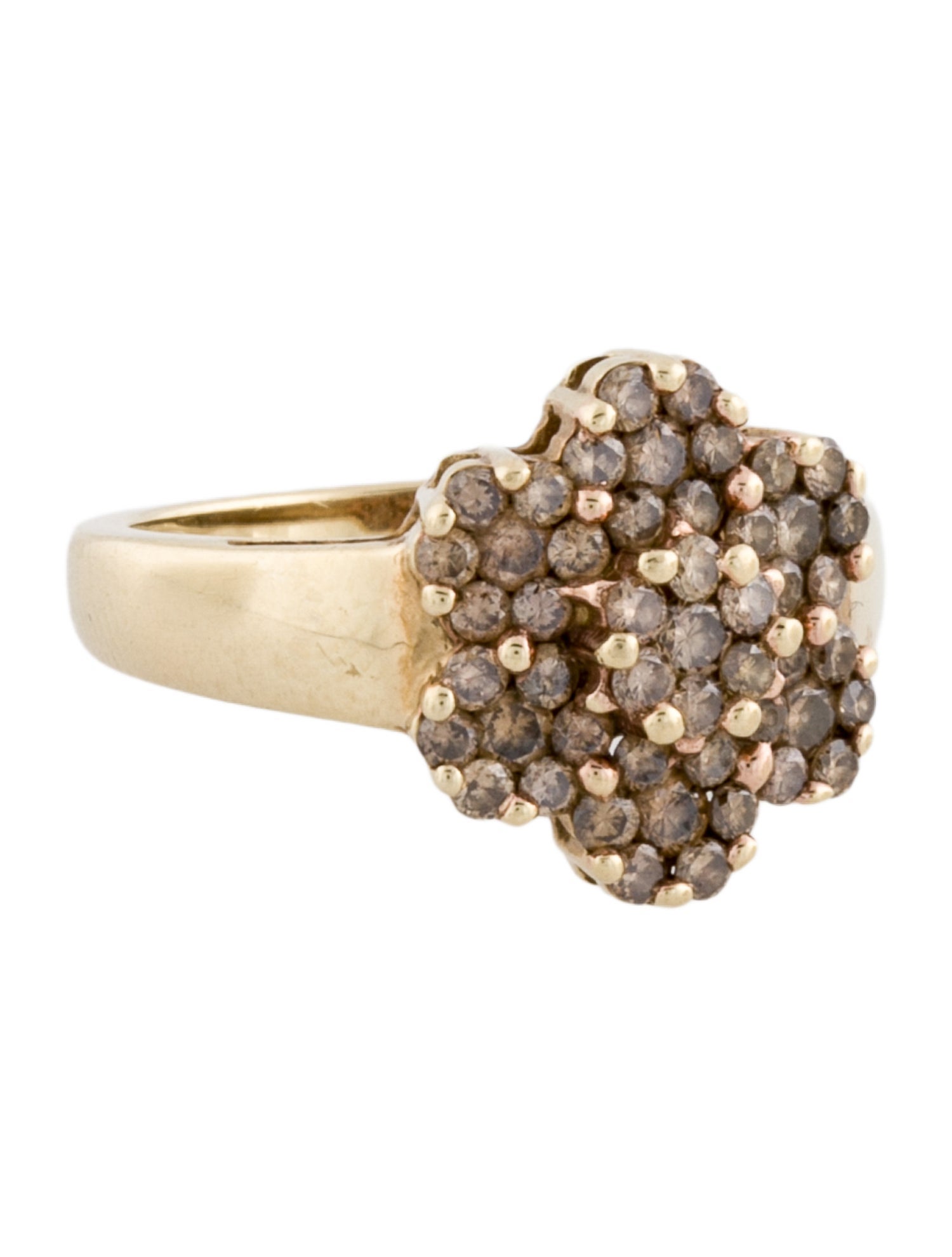 Ring 10K Diamond Flower Cocktail