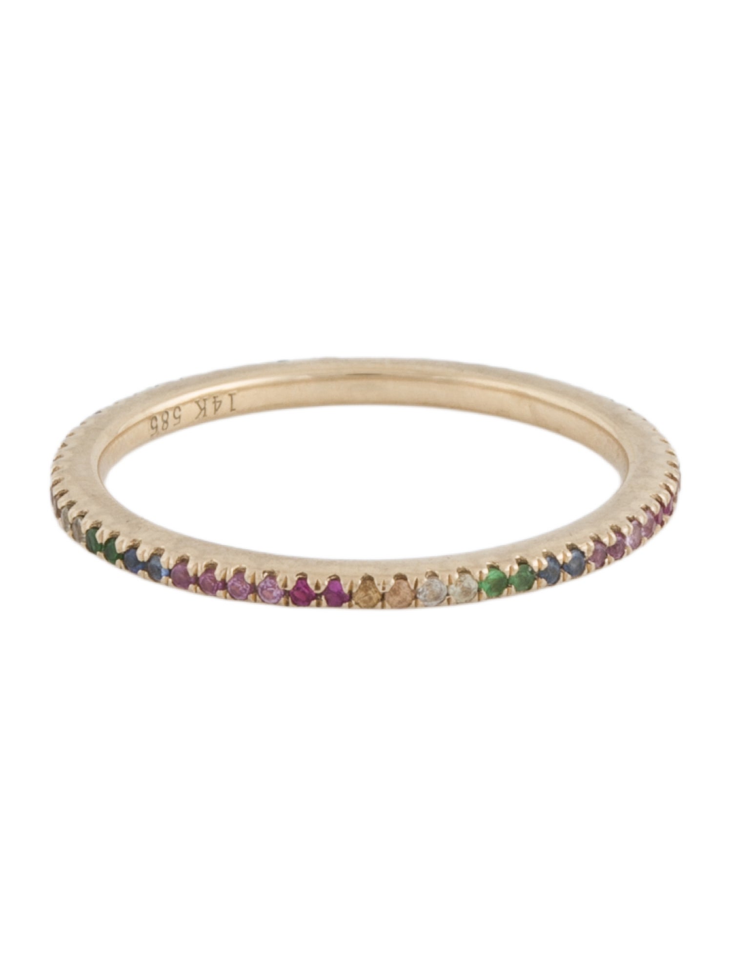 Ring 14K Sapphire, Tsavorite & Ruby Rainbow Eternity Ring