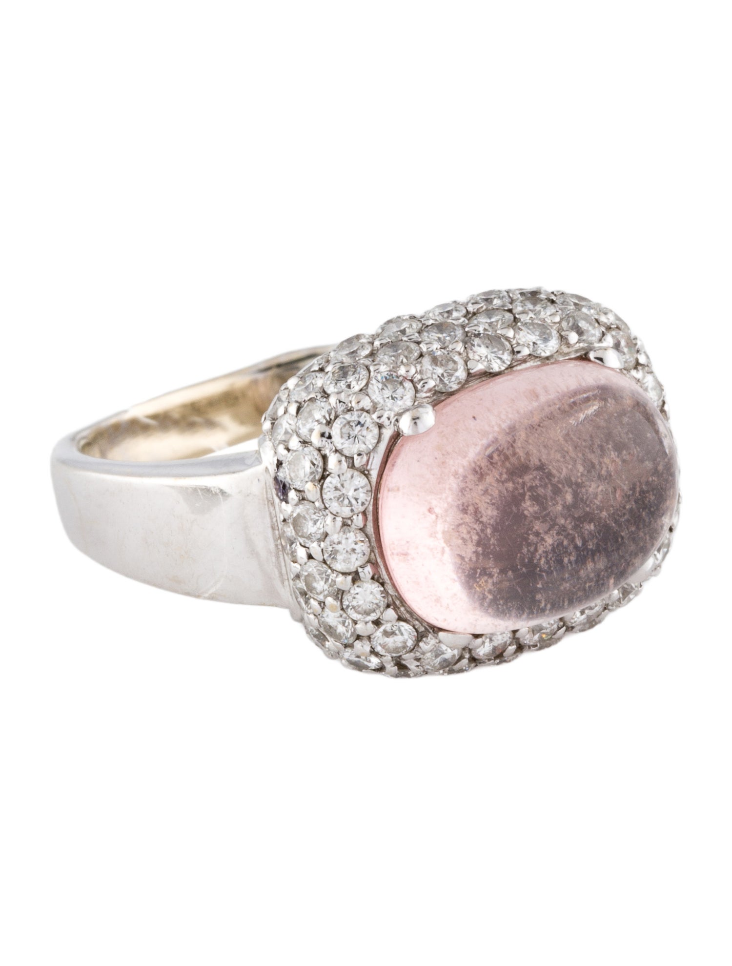 Ring 18K 4.60ct Rose Quartz & Diamond Cocktail