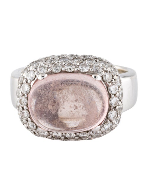 Ring 18K 4.60ct Rose Quartz & Diamond Cocktail Ring