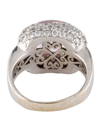 Ring 18K 4.60ct Rose Quartz & Diamond Cocktail Ring