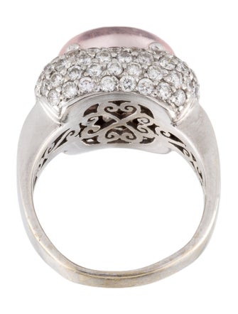 Ring 18K 4.60ct Rose Quartz & Diamond Cocktail Ring