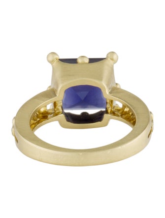 Ring 18K 4.22ct Iolite & Diamond Cocktail Ring