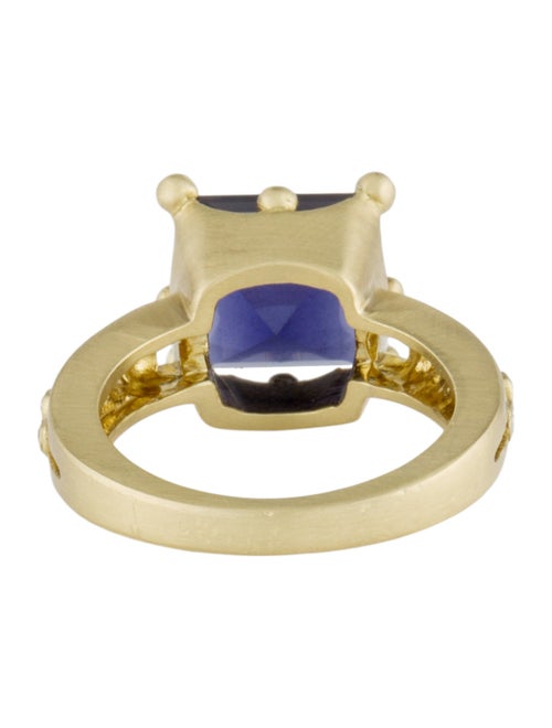 Ring 18K 4.22ct Iolite & Diamond Cocktail Ring