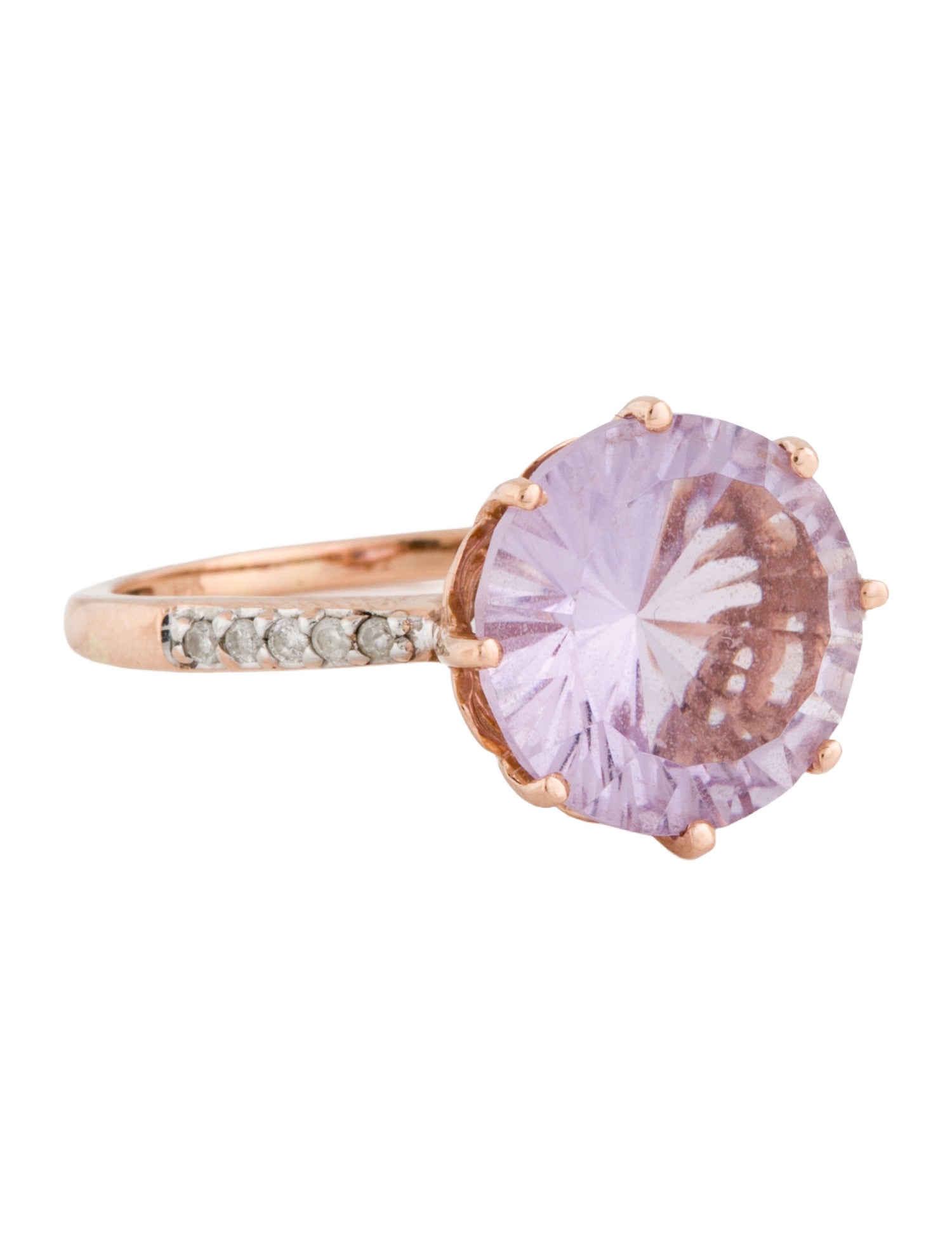 Ring 14K Amethyst & Diamond Cocktail