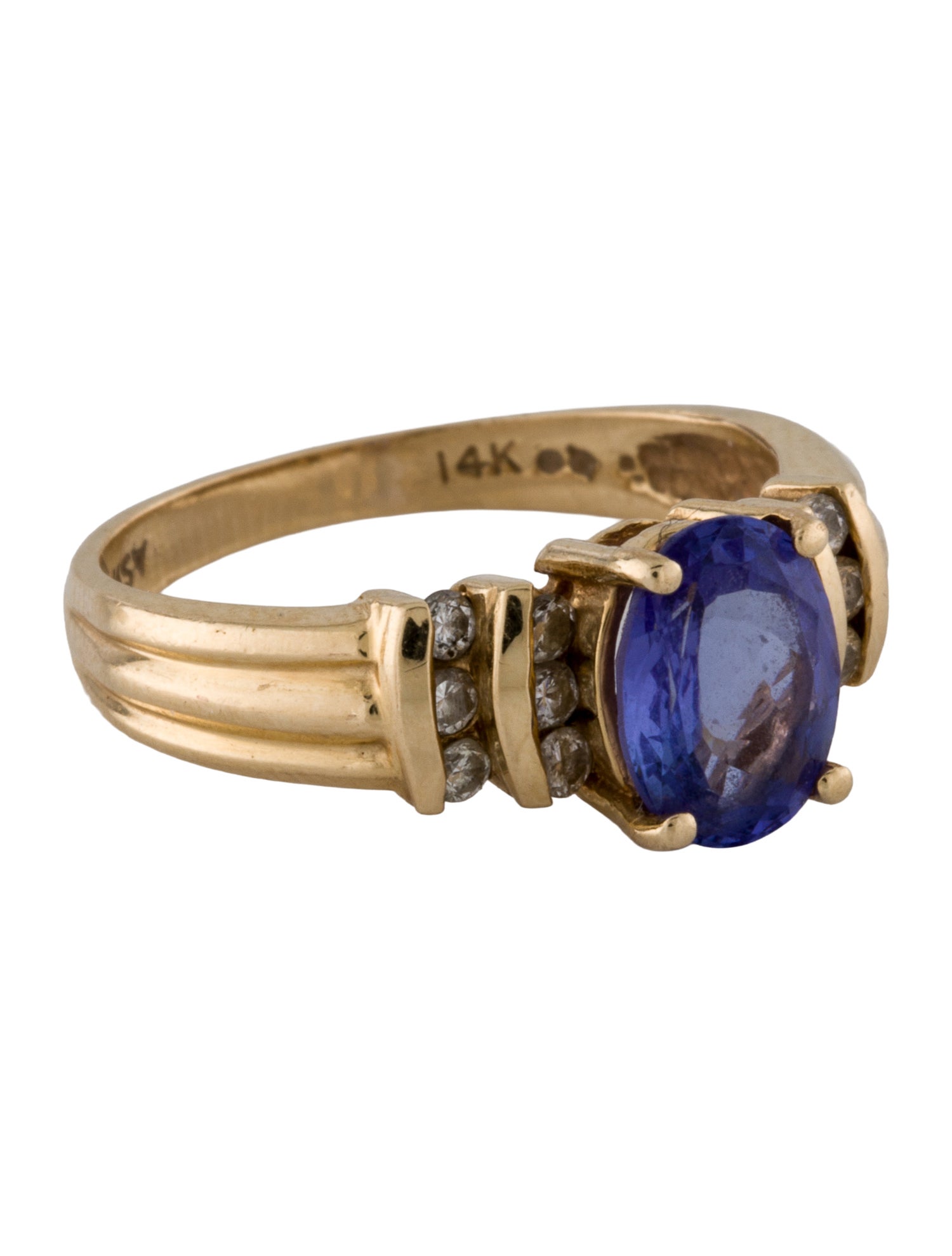 Ring 14K Tanzanite & Diamond Cocktail Ring
