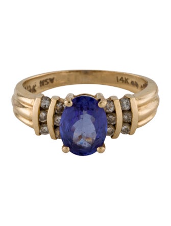 Ring 14K Tanzanite & Diamond Cocktail Ring