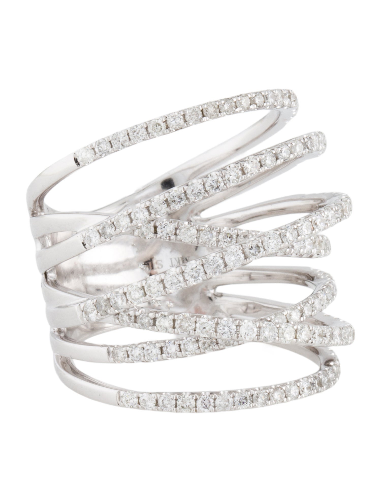 Ring 14K 1.33ctw Diamond Multi Row Wide Cocktail