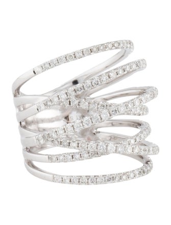 Ring 14K 1.33ctw Diamond Multi Row Wide Cocktail Ring