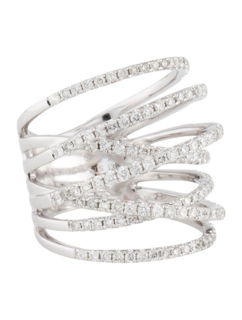 Ring 14K 1.33ctw Diamond Multi Row Wide Cocktail Ring