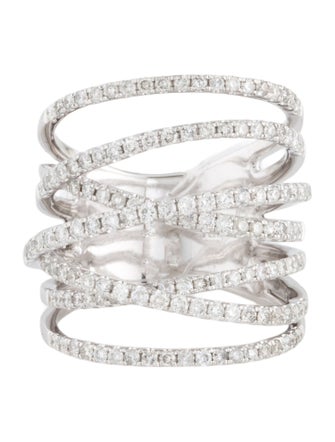 Ring 14K 1.33ctw Diamond Multi Row Wide Cocktail Ring