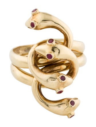 Ring Ruby Interlocking Snakes Cocktail Ring