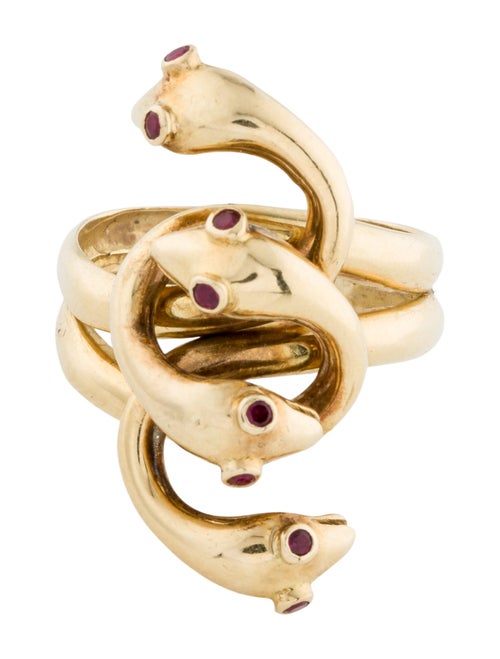 Ring Ruby Interlocking Snakes Cocktail Ring