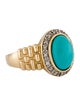 Ring 14K Turquoise & Diamond Cocktail Ring