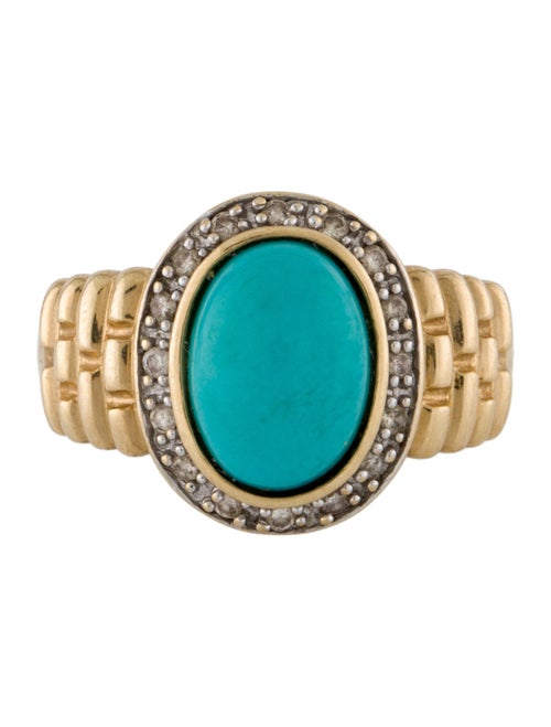 Ring 14K Turquoise & Diamond Cocktail Ring