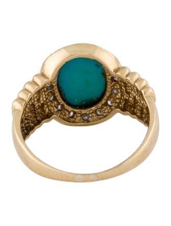 Ring 14K Turquoise & Diamond Cocktail Ring