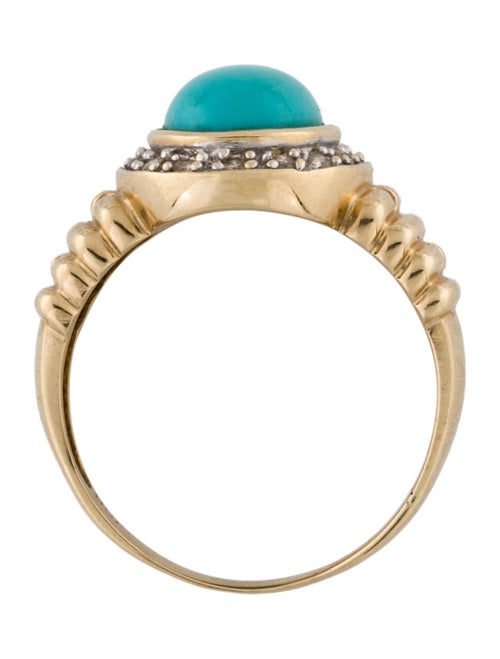 Ring 14K Turquoise & Diamond Cocktail Ring