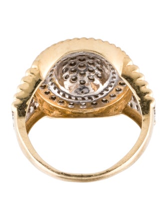 Ring 14K Diamond Pave Two-Tone Signet Ring