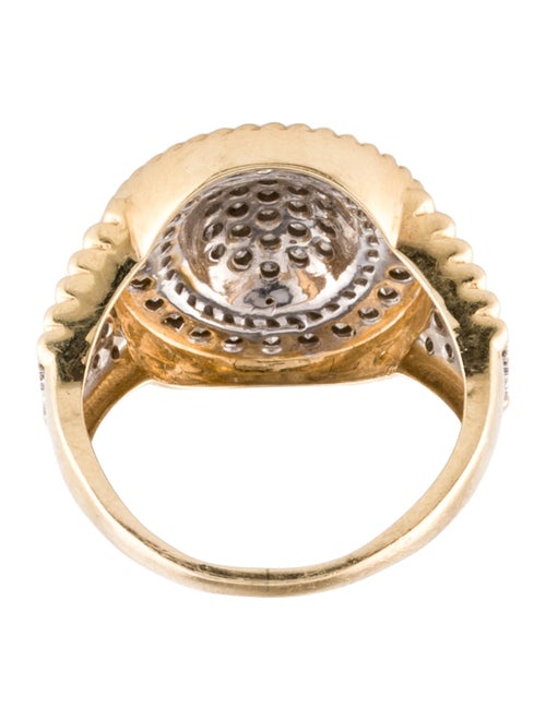 Ring 14K Diamond Pave Two-Tone Signet Ring