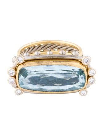 Ring Two-Tone Aquamarine & Diamond Cocktail Ring